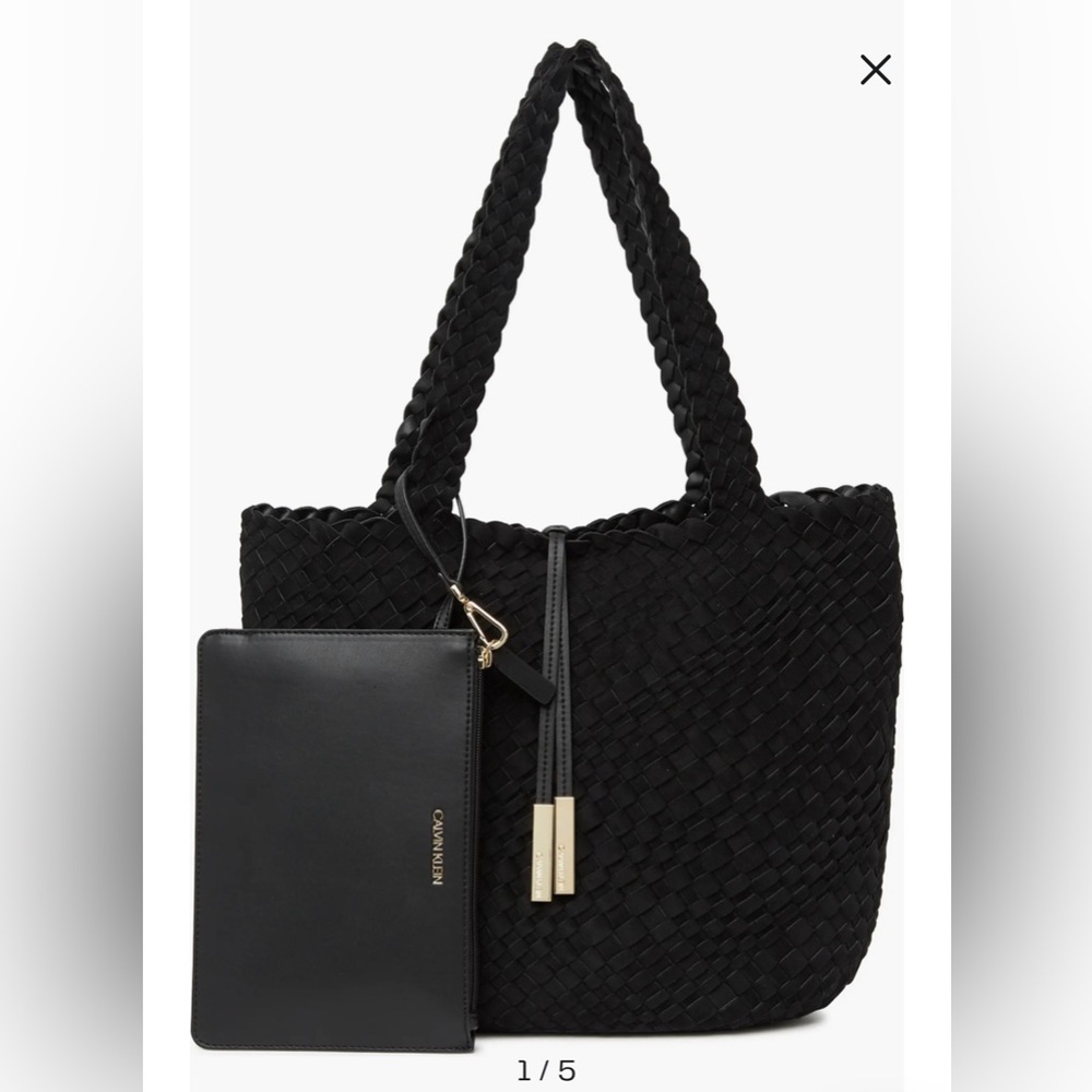 NWOT Calvin Klein Naomi Woven Tote (reversible)